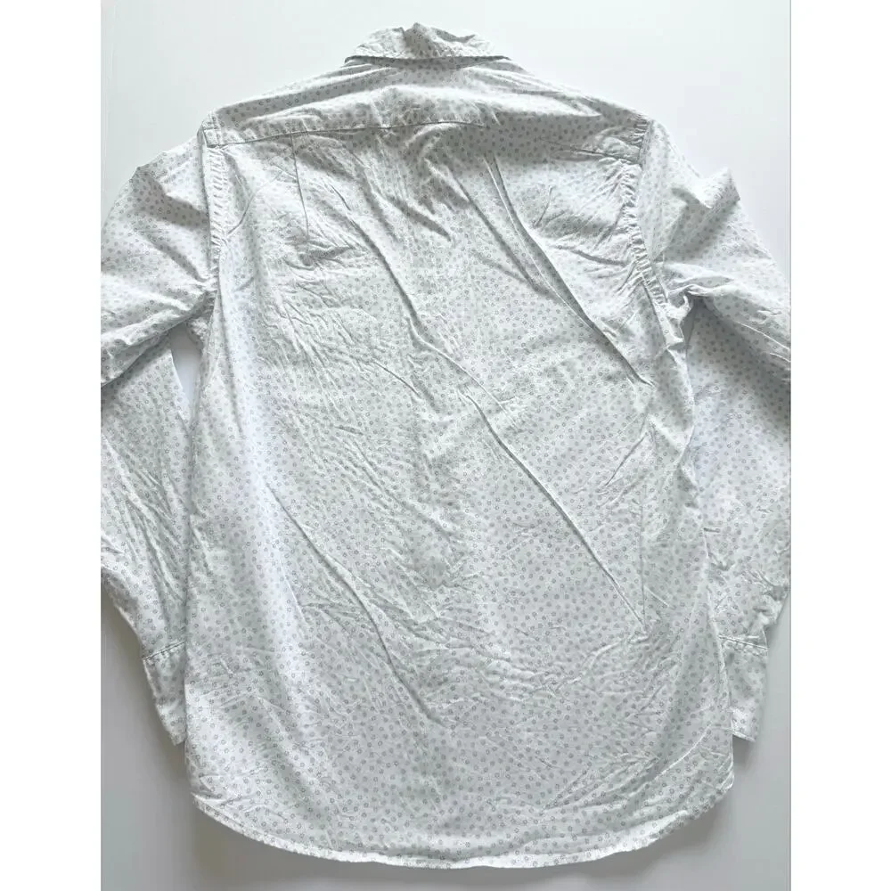 J.Crew Slim Untucked Shirt Mens XS White Blue Floral Flex Washed